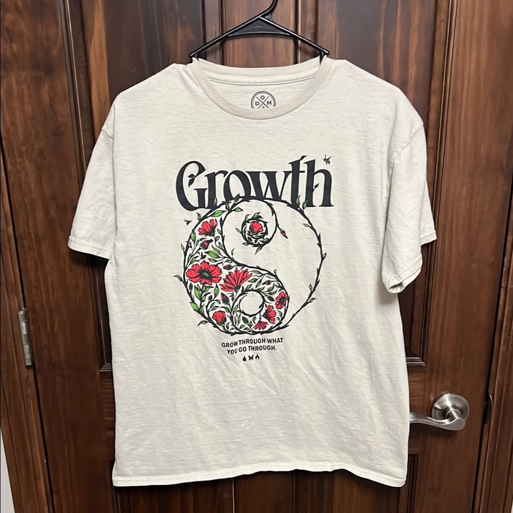 Cream Graphic Tee with Floral Design